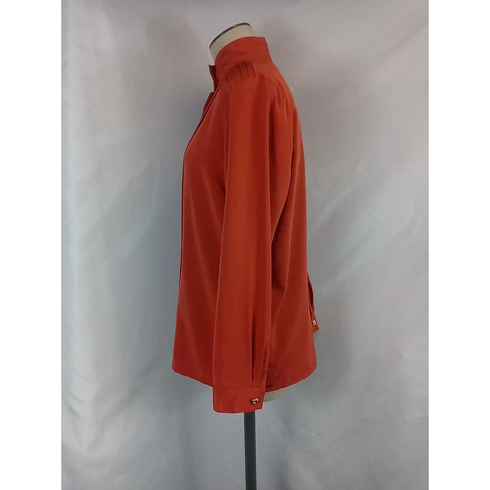 VTG Jason Roberts Dress Blouse Womens Size 8 High Neck Full Button Top 80s Style - Picture 8 of 11